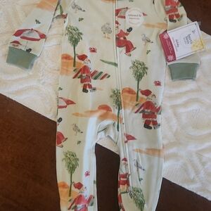 Burts Bees Pajamas. Sold Out. Surfing SantaKids Festive Footies - Green and Red